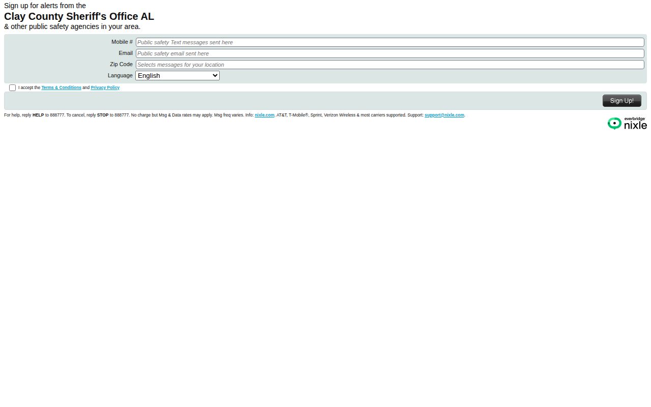Clay County sheriff booking and public safety alert signup