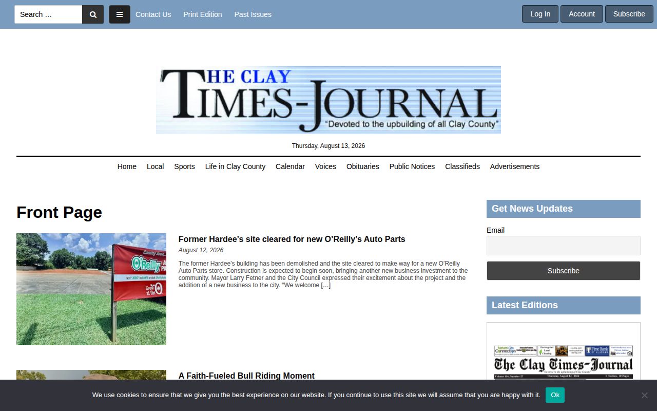 Clay Times-Journal local news stream covering Ashland arrests and Clay County records